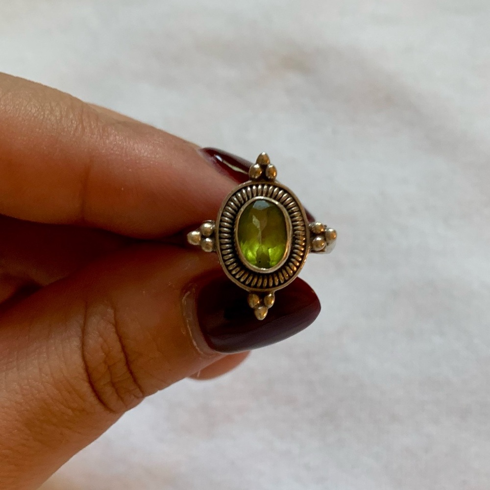 Peridot sterling silver ring